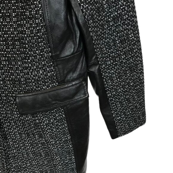 Womens Size 4 Nanette LePore 5F Bergdorf Goodman Tweed and Leather Accent Coat - Picture 4 of 5